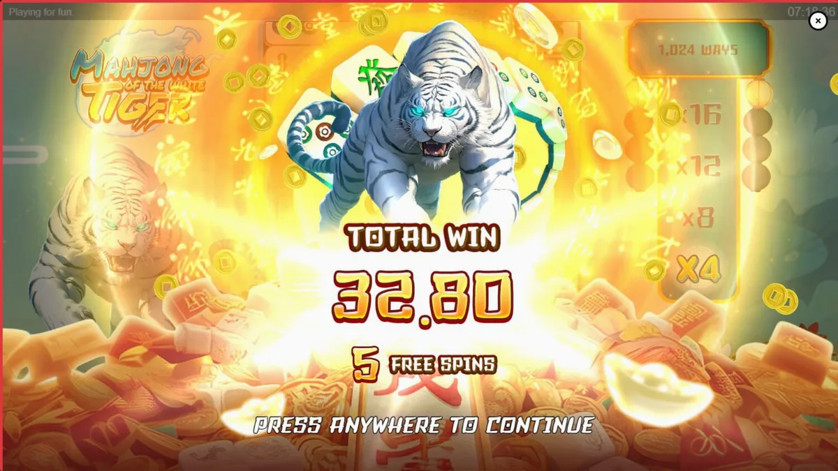 Mahjong of the White Tiger slot com tema oriental e peças de Mahjong
